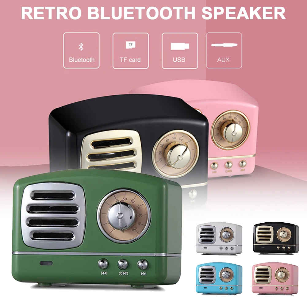 Portable Bluetooth Speaker Retro Mini Portable Wireless Bluetooth Speaker USB/TF Card Music Player HIFI Subwoofer Speaker Color
Portable Bluetooth Speaker Retro Mini Portable Wireless Bluetooth Speaker USB/TF Card Music Player HIFI Subwoofer Speaker Color
