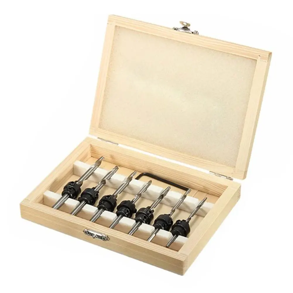 7Pcs/Set HSS Countersink Drill Bit Set Tapered Adjustable Stop Collar Wood Hole Screw Kit for Woodworking With Hex Wrench
7Pcs/Set HSS Countersink Drill Bit Set Tapered Adjustable Stop Collar Wood Hole Screw Kit for Woodworking With Hex Wrench