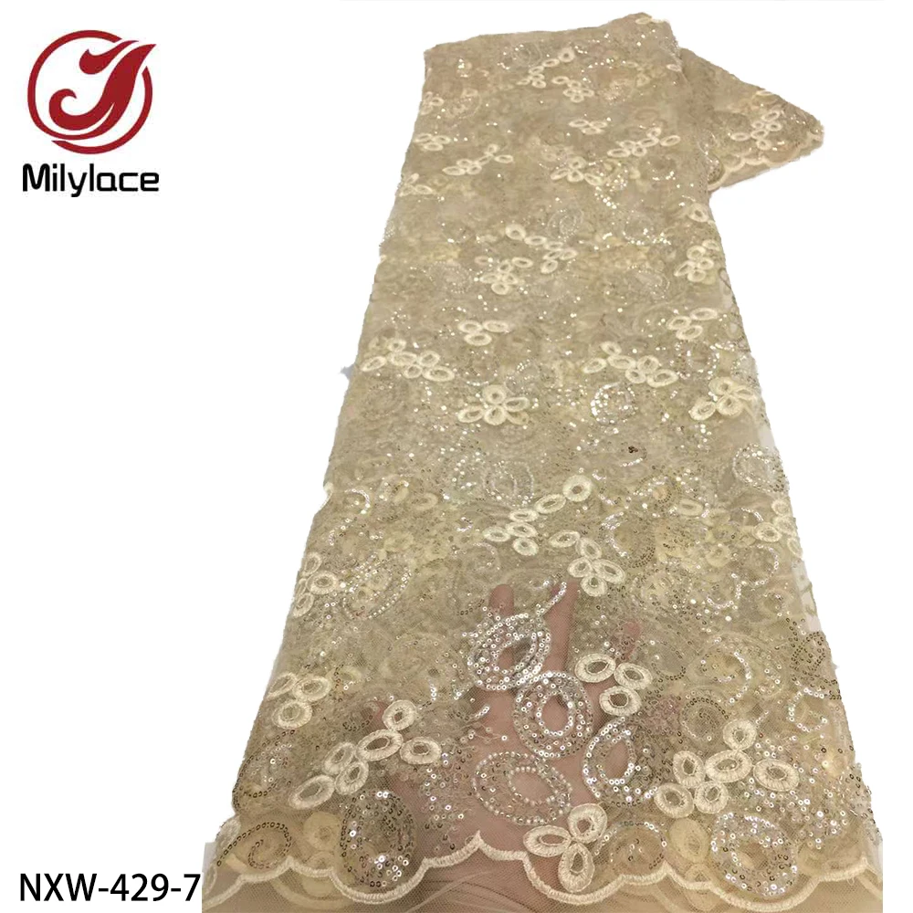 High Quality Lace Sequins Mesh French Tulle Lace Fabric Wedding Dress Fabric Dinner Dress French Lace NXW-429
High Quality Lace Sequins Mesh French Tulle Lace Fabric Wedding Dress Fabric Dinner Dress French Lace NXW-429
