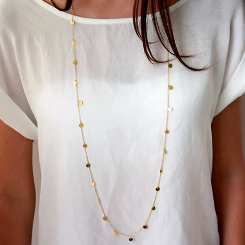 Fashion Double Layer Coin Necklace Round Sequins Charm Girl Long Necklace 2021 Korean Lady Gold Color Necklae Party Jewelry
Fashion Double Layer Coin Necklace Round Sequins Charm Girl Long Necklace 2021 Korean Lady Gold Color Necklae Party Jewelry