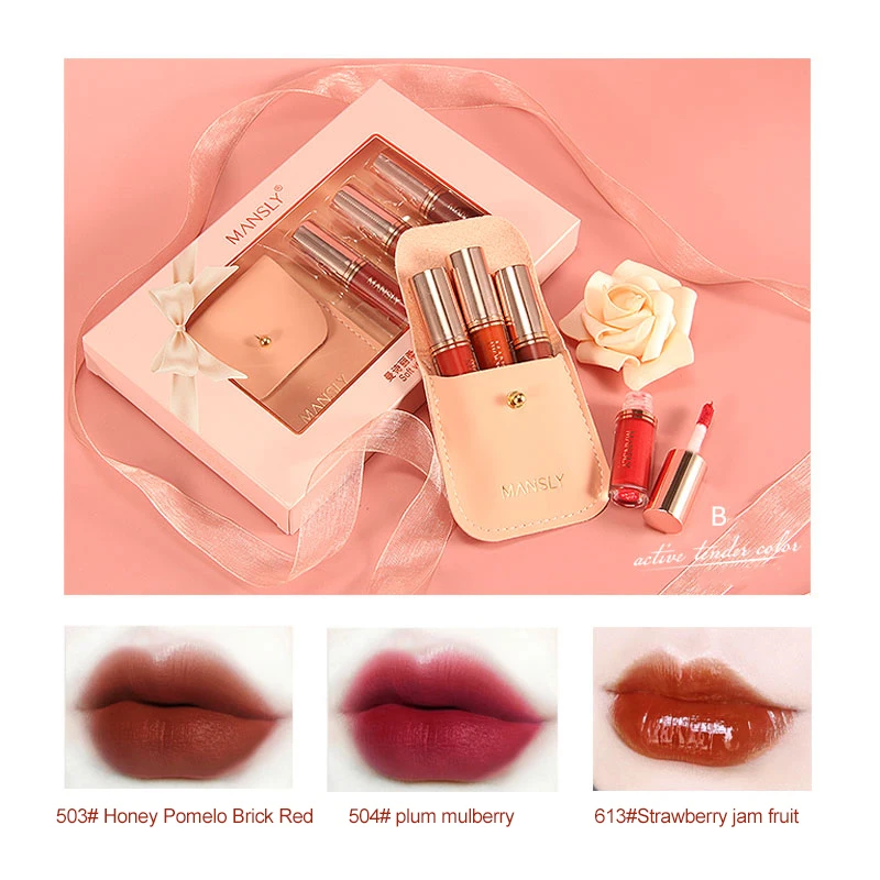 3PCS/set Velvet Matte Mini Lip Glaze Lip And Cheek Dual-use Waterproof Whitening Lipstick Non-stick Cup Lip Gloss Makeup TSLM1
3PCS/set Velvet Matte Mini Lip Glaze Lip And Cheek Dual-use Waterproof Whitening Lipstick Non-stick Cup Lip Gloss Makeup TSLM1