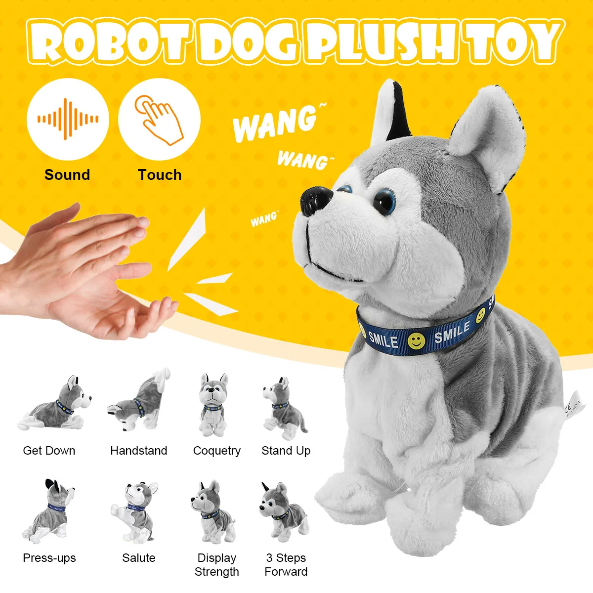 Sound Control Electronic Interactive Dogs Toy Robot Dog Robot Puppy Pets Bark Stand Walk 8 Movements Plush Toys For Kids gifts
Sound Control Electronic Interactive Dogs Toy Robot Dog Robot Puppy Pets Bark Stand Walk 8 Movements Plush Toys For Kids gifts