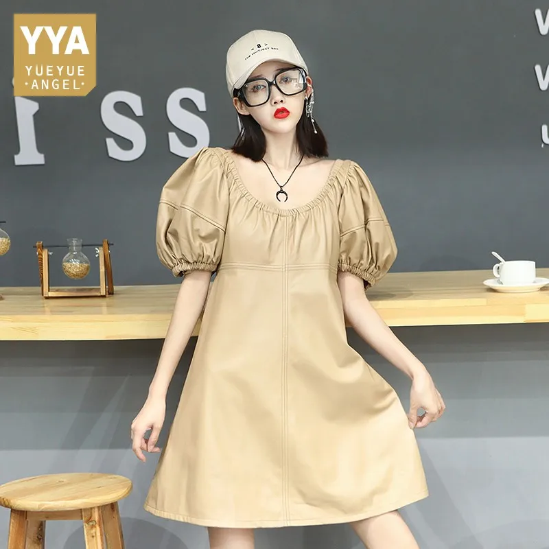 Vintage 2021 New Women Short Puff Sleeve Slash Neck Dress Loose Fit Sexy Genuine Leather Dress Retro Short French Princess Dress
Vintage 2021 New Women Short Puff Sleeve Slash Neck Dress Loose Fit Sexy Genuine Leather Dress Retro Short French Princess Dress