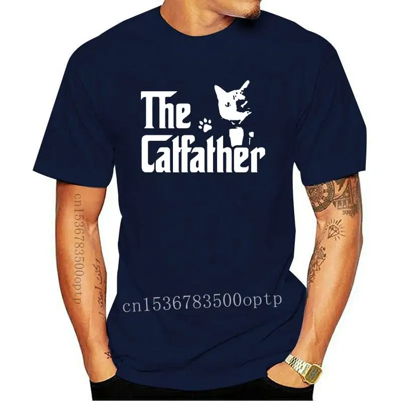 

New The CatFather Father Of Cats Dad Funny T Shirts Men Summer Cotton Harajuku Short Sleeve O Neck Streetwear T-shirt Tops XS-XL