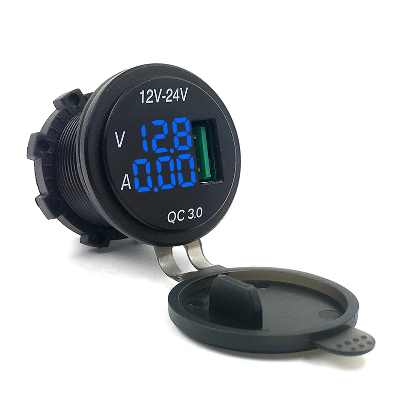 DC12-24V Вольтметр/амперметр/USB быстрая зарядка 3,0 для телефона GPS 
DC12-24V Вольтметр/амперметр/USB быстрая зарядка 3,0 для телефона GPS