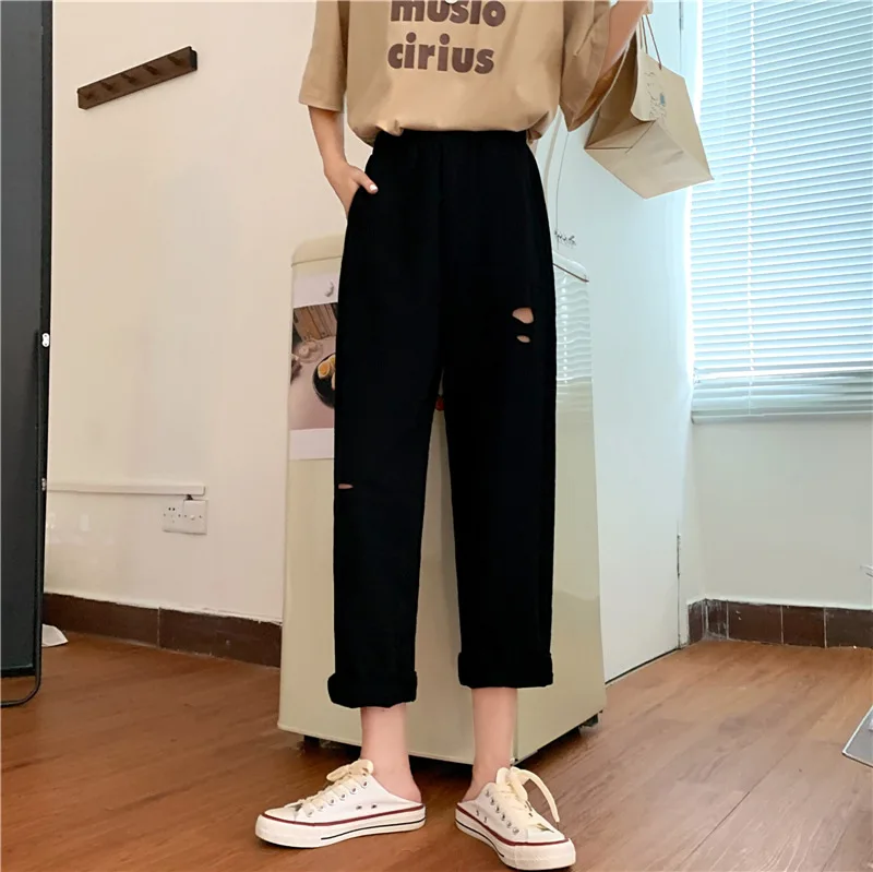 Loose Sweatpants Sports Pants Women 2022 Fashion Grils Straight Pants Ripped Rolling Pants High Waist Casual Pants Women Summer
Loose Sweatpants Sports Pants Women 2022 Fashion Grils Straight Pants Ripped Rolling Pants High Waist Casual Pants Women Summer
