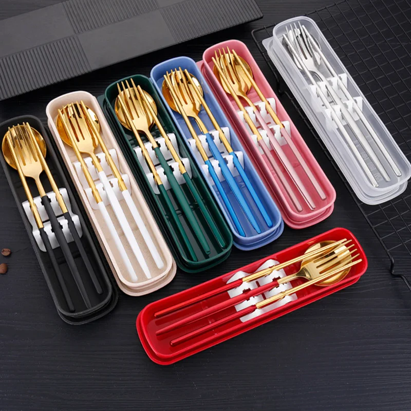 3PCs Stainless Steel Chopsticks Fork Spoon Flatware Cutlery Tableware With Storage Box Portable Outdoor Picnic Dinnerware Set
3PCs Stainless Steel Chopsticks Fork Spoon Flatware Cutlery Tableware With Storage Box Portable Outdoor Picnic Dinnerware Set