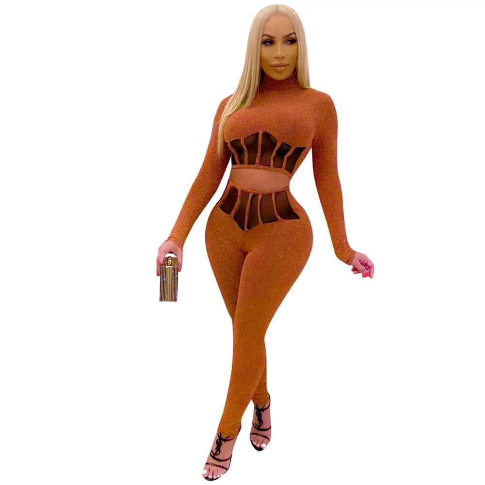Two-piece sexy slim casual suit with high elasticity nylon gold wire stitching mesh
Two-piece sexy slim casual suit with high elasticity nylon gold wire stitching mesh