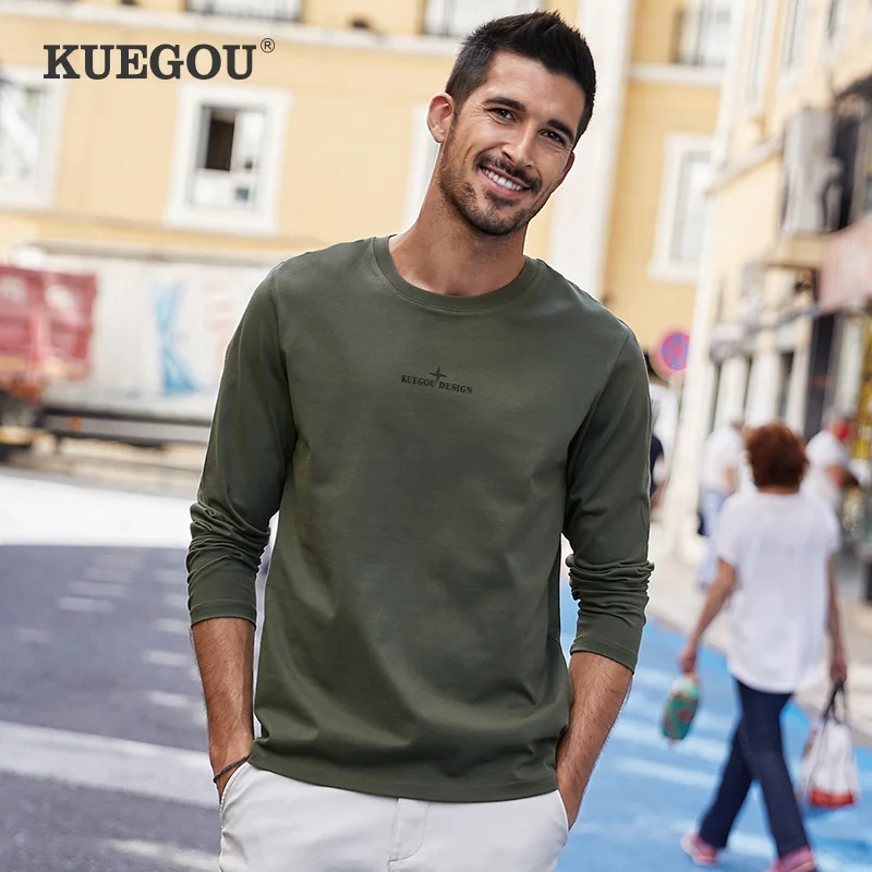 KUEGOU 2021 Autumn 100% Cotton Print Army Green T Shirt Men Tshirt Brand T-shirt Long Sleeve Tee Shirt Male Plus Size Tops 88005
KUEGOU 2021 Autumn 100% Cotton Print Army Green T Shirt Men Tshirt Brand T-shirt Long Sleeve Tee Shirt Male Plus Size Tops 88005