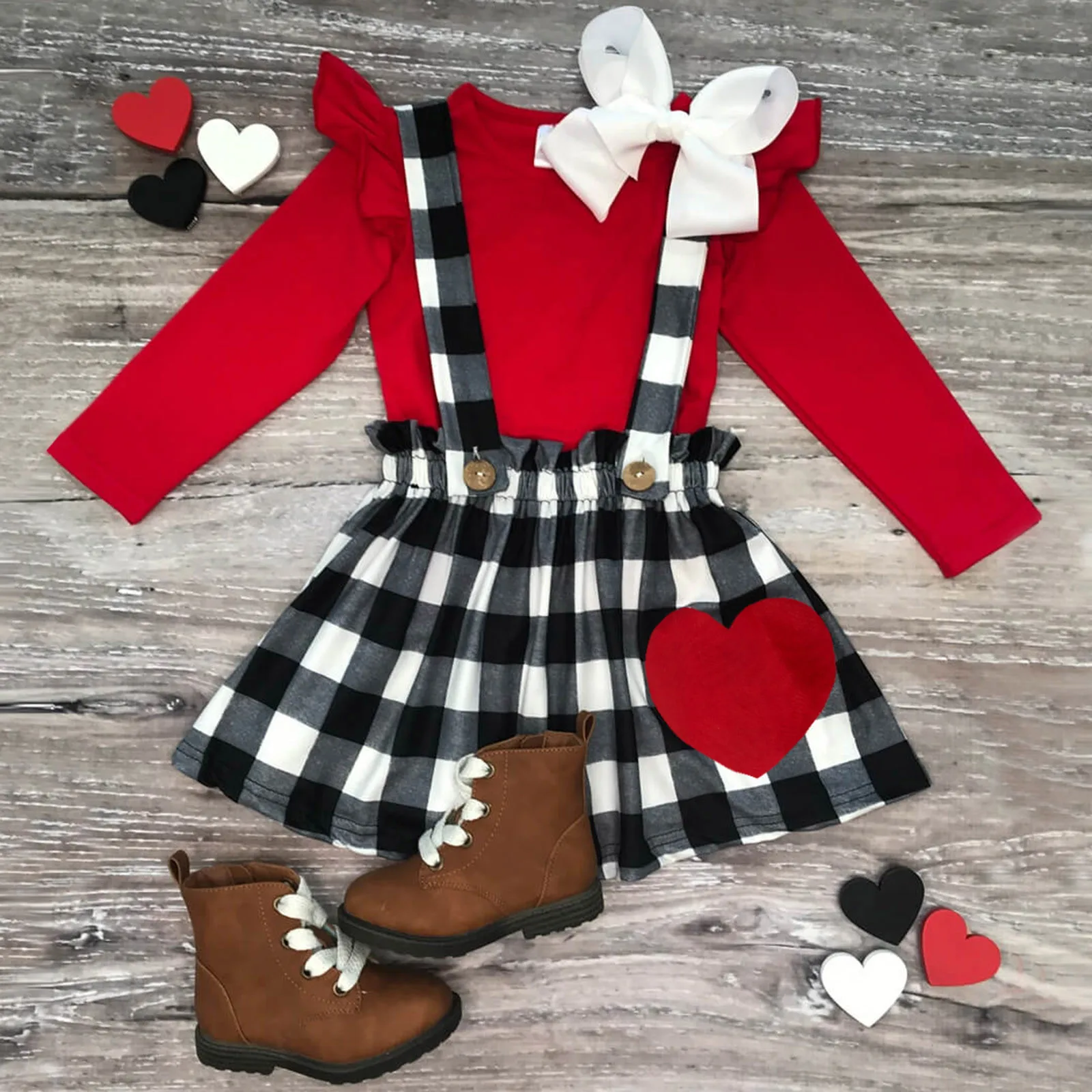 Valentine Days Toddler Baby Girl Clothes Sets Red T Shirts Top Suspender Hearts Plaid Skirt Spring Winter Children Clothes Girl
Valentine Days Toddler Baby Girl Clothes Sets Red T Shirts Top Suspender Hearts Plaid Skirt Spring Winter Children Clothes Girl