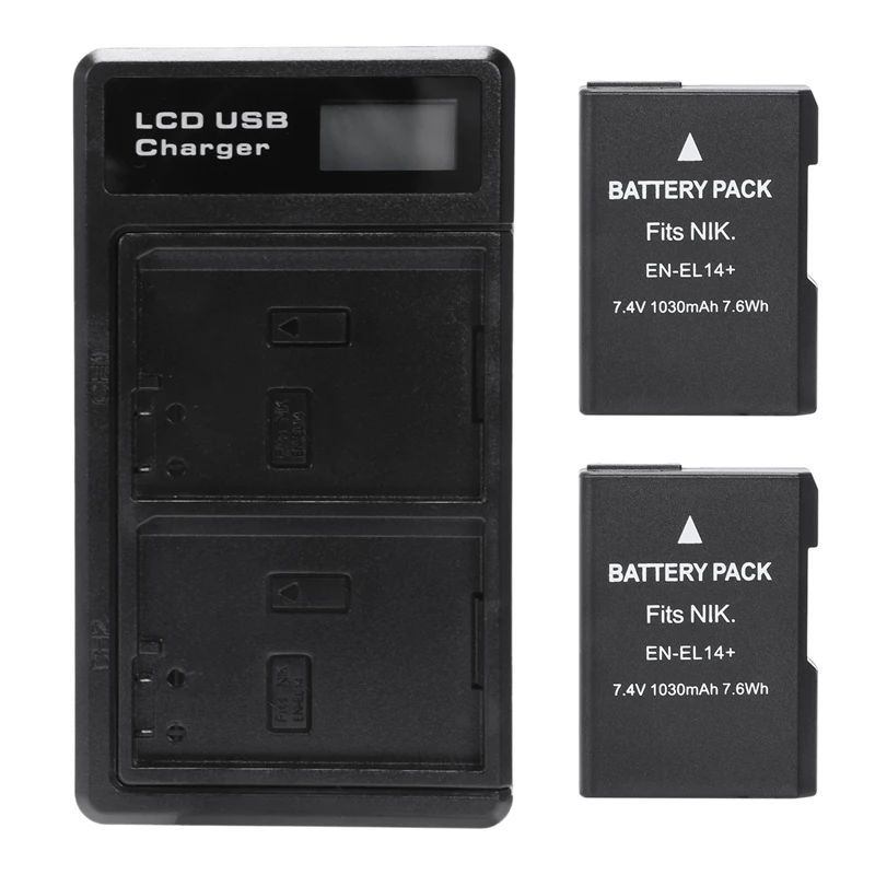 Зарядное устройство Usb для двух аккумуляторов 2 шт Nikon D5500 D5300 D5200 D5100 D3400 D3300 Df Dslr Coolpix