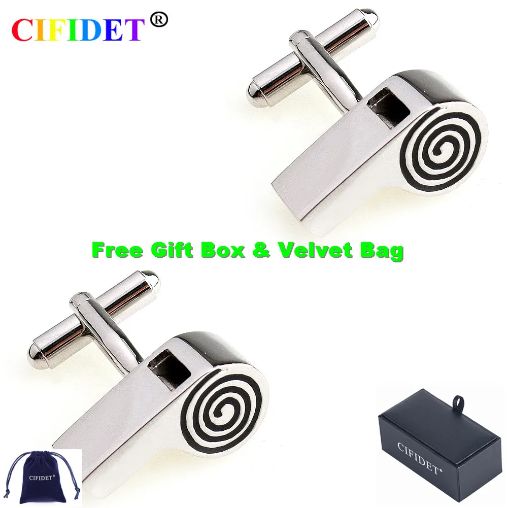 CIFIDET Brand Cufflink Fashion Black Whistle Shirt Cuff Link With Velvet Bag and Gift Box Jewelry Accessories Present for Men
CIFIDET Brand Cufflink Fashion Black Whistle Shirt Cuff Link With Velvet Bag and Gift Box Jewelry Accessories Present for Men