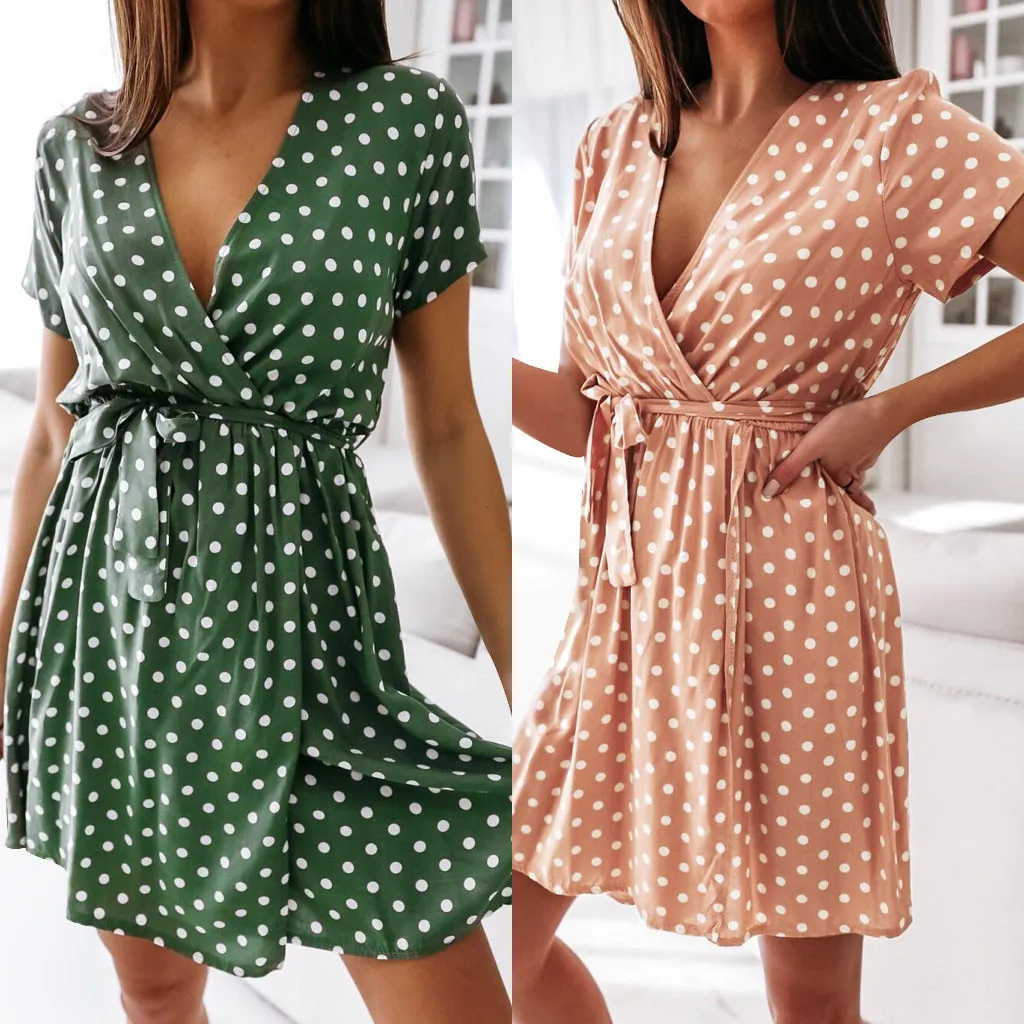 2021Vestidos de las mujeres de verano Casual elegante vestido de lunares vestido de camisa Cruz profundo r
2021Vestidos de las mujeres de verano Casual elegante vestido de lunares vestido de camisa Cruz profundo r
