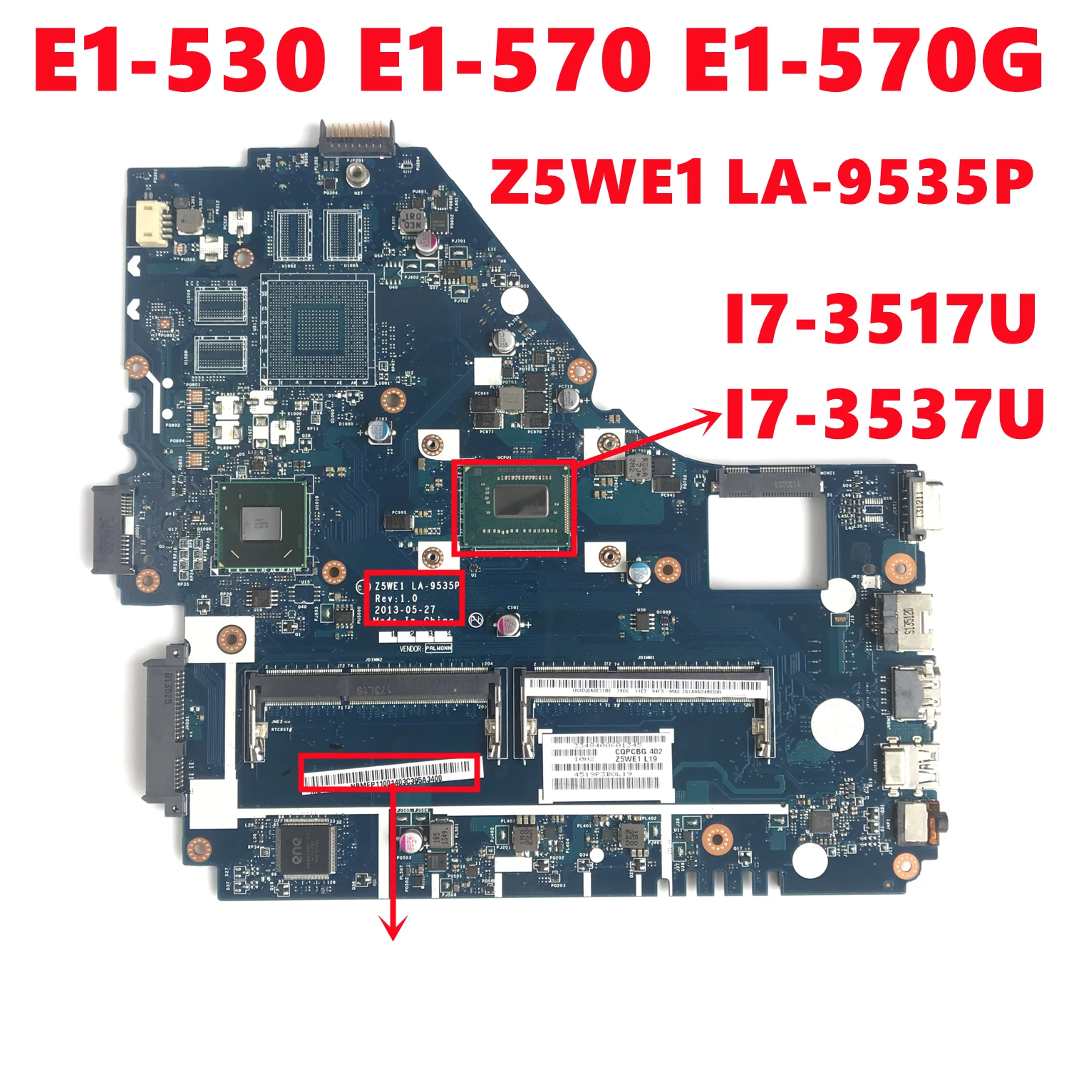 Материнская плата Z5WE1 для ноутбука Acer Aspire LA-9535P E1-530 E1-570 материнская с E1-570G DDR3 100%