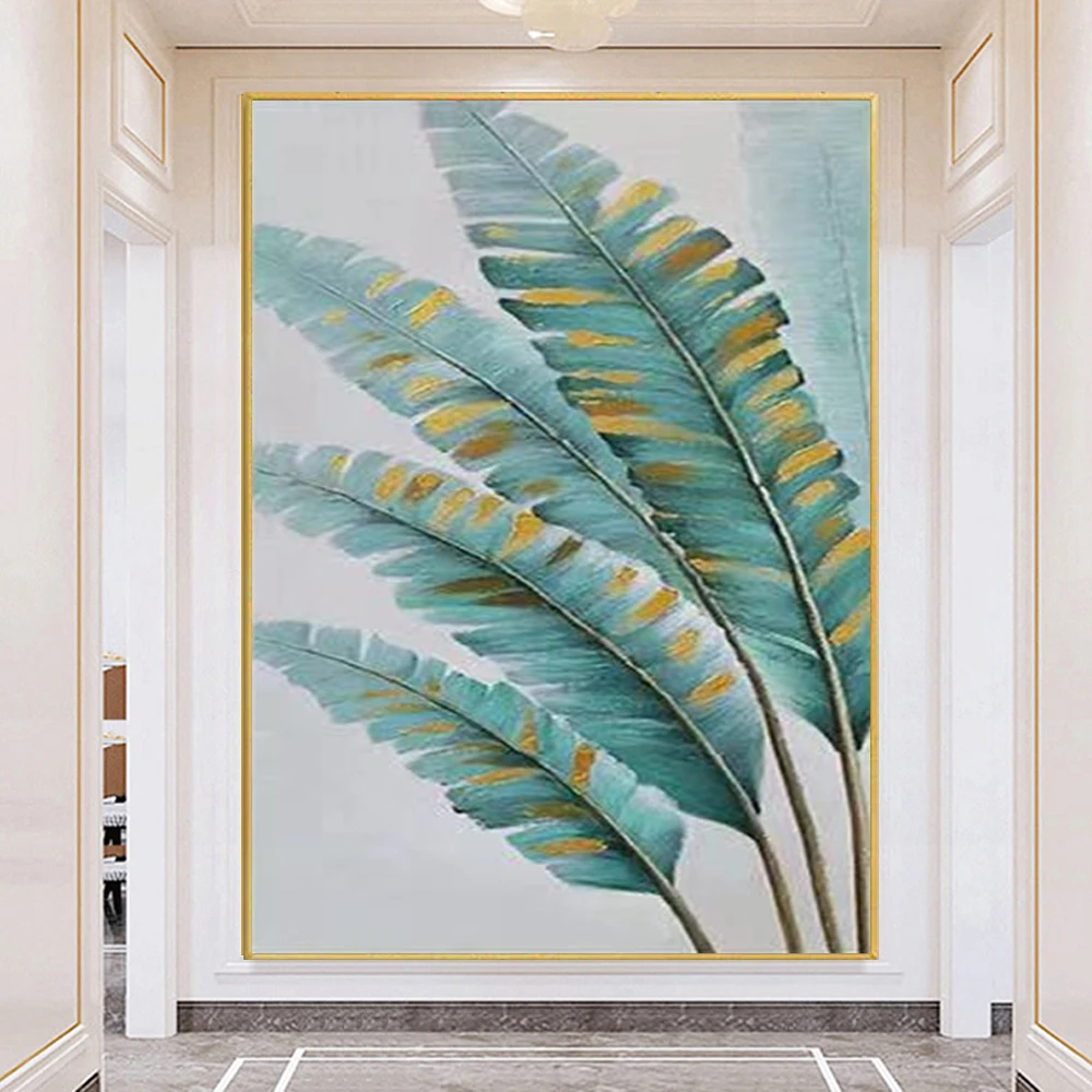 Golden green banana leaf modern 100% hand-painted abstract oil painting on canvas painting wall artfor home room decor picture
Golden green banana leaf modern 100% hand-painted abstract oil painting on canvas painting wall artfor home room decor picture