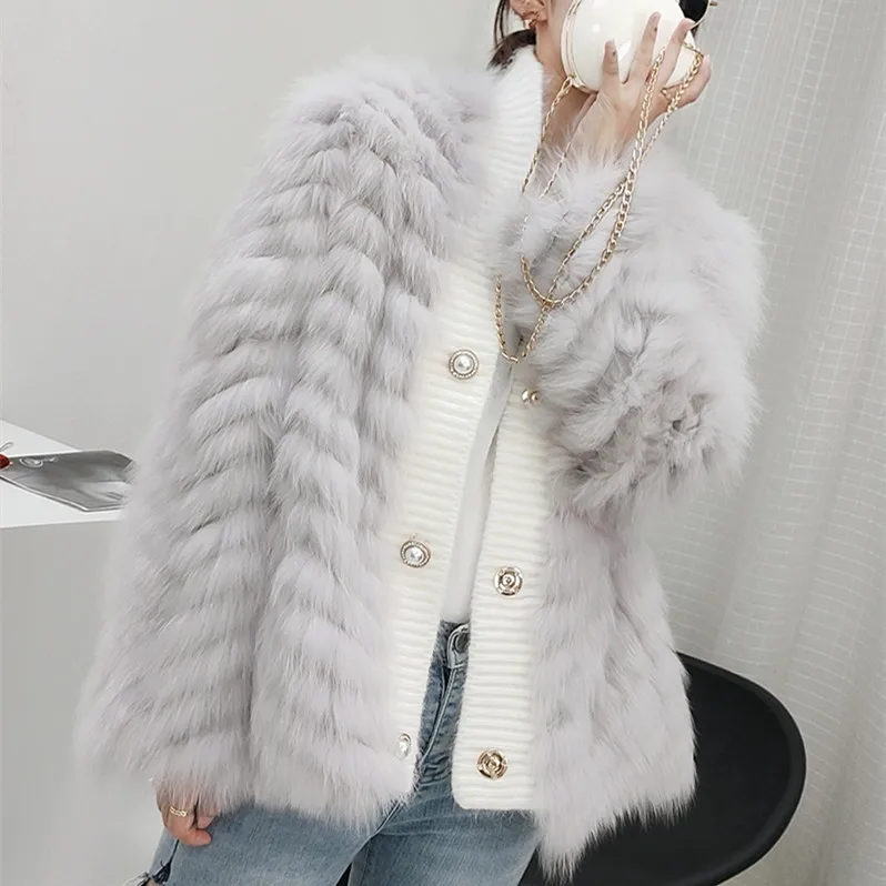real fur coat women winter jacket white natural fox fur Knitted parka patchwork fashion korean 2021 luxury jacket
real fur coat women winter jacket white natural fox fur Knitted parka patchwork fashion korean 2021 luxury jacket