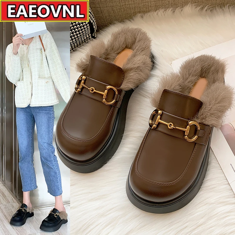Hair Shoes Women Wear Autumn and Winter Covered Head Half Slippers Retro Versatile Thick Soles Loafers Flat Moeller Shoes
Hair Shoes Women Wear Autumn and Winter Covered Head Half Slippers Retro Versatile Thick Soles Loafers Flat Moeller Shoes
