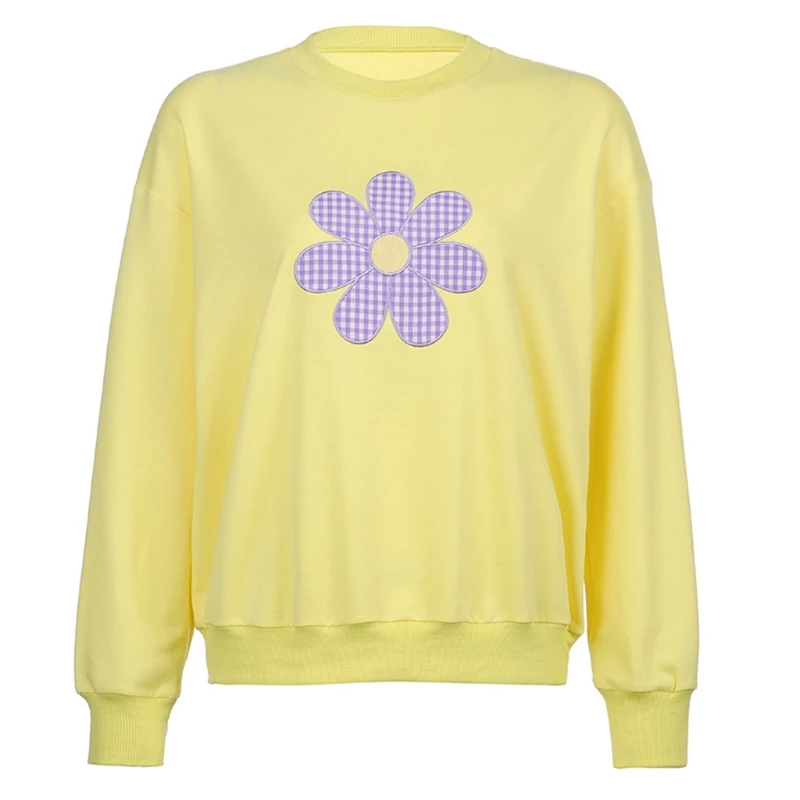 Women Autumn Long Sleeve Sweatshirt Harajuku Plaid Floral Embroidery Crewneck Pullover Tops Oversized Loose Shirts
Women Autumn Long Sleeve Sweatshirt Harajuku Plaid Floral Embroidery Crewneck Pullover Tops Oversized Loose Shirts