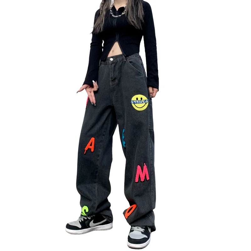 NYOOLO Funny Smiley Letters Embroidery Straight Washed Boyfriend Jeans Women Men Clothes Casual Streetwear Hip Hop Denim Pants
NYOOLO Funny Smiley Letters Embroidery Straight Washed Boyfriend Jeans Women Men Clothes Casual Streetwear Hip Hop Denim Pants
