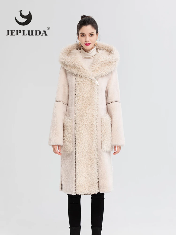 JEPLUDA Elegant Real Fur Coat Women Thick Fluffy High Quality Content 100% Natural Wool Shawl Hat Winter Jacket Women Fur Jacket
JEPLUDA Elegant Real Fur Coat Women Thick Fluffy High Quality Content 100% Natural Wool Shawl Hat Winter Jacket Women Fur Jacket