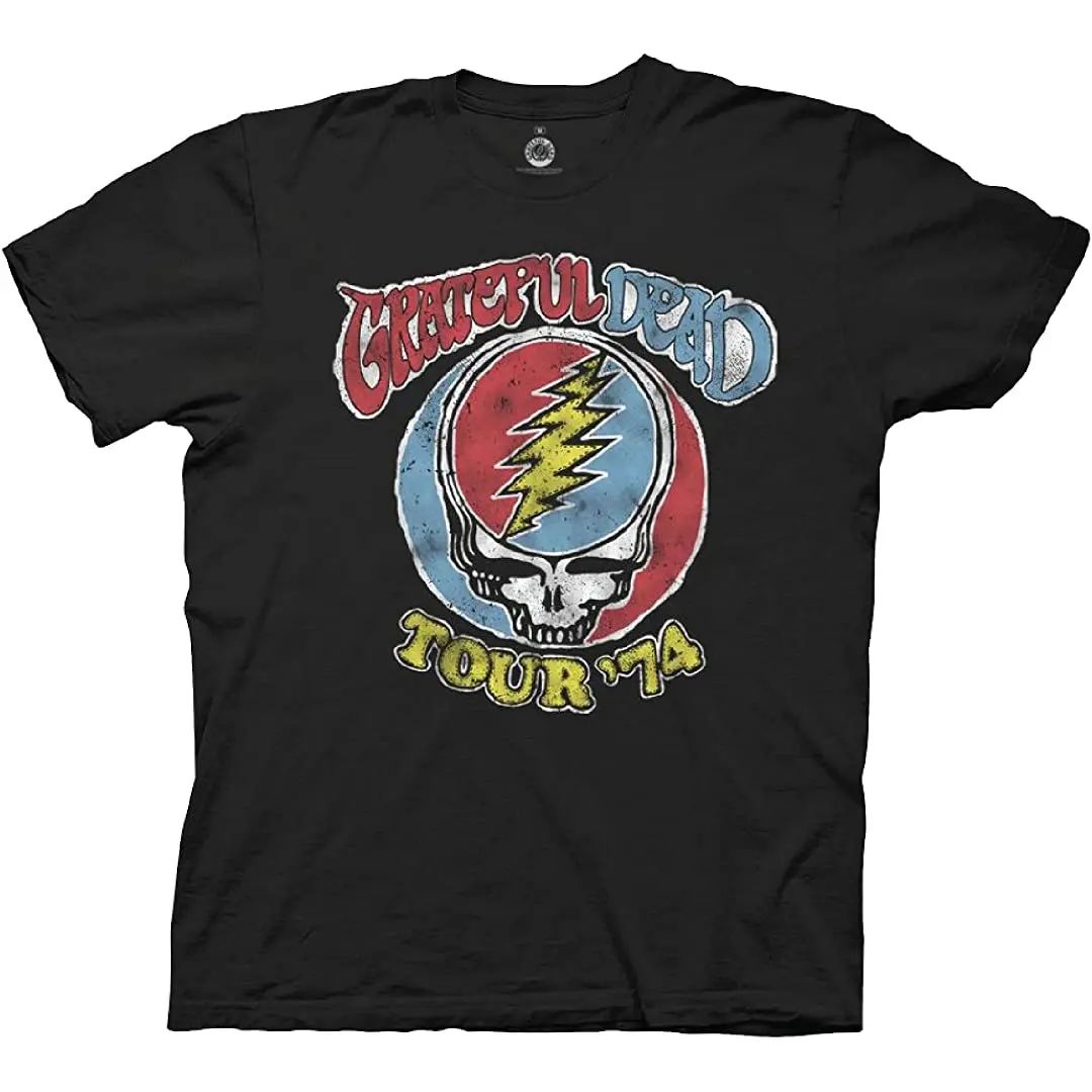 Волнистые стыки Grateful Dead Tour '74 винтажные с коротким рукавом футболка Crew
Волнистые стыки Grateful Dead Tour '74 винтажные с коротким рукавом футболка Crew