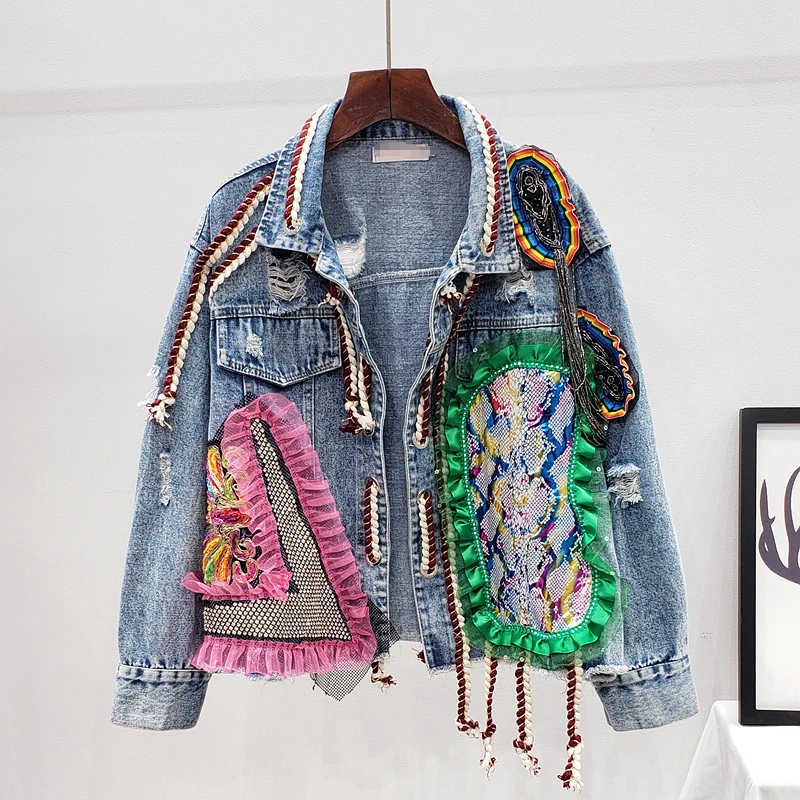 2020 New Spring Autumn Denim Jackets Beaded Tassel Women's Coat Vintage Patchwork Overcoat Casual Jean Jacket Outerwear P629
2020 New Spring Autumn Denim Jackets Beaded Tassel Women's Coat Vintage Patchwork Overcoat Casual Jean Jacket Outerwear P629