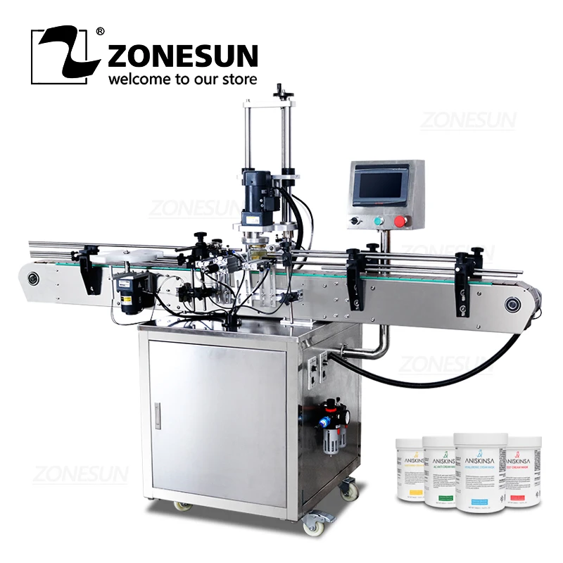 ZONESUN ZS-XG440D Full Automatic Twist Off Cap Round Jam Bottle Glass Jar Screw Capping Machine
ZONESUN ZS-XG440D Full Automatic Twist Off Cap Round Jam Bottle Glass Jar Screw Capping Machine