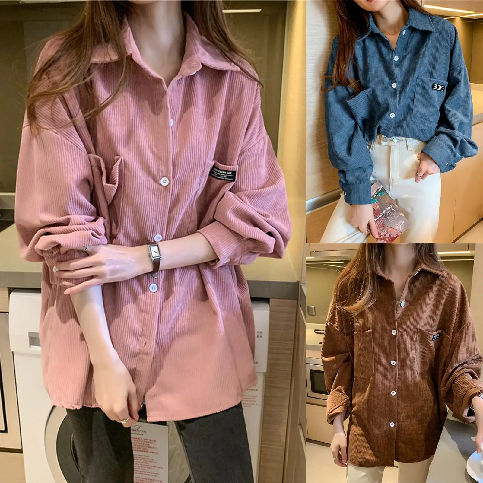 Women Autumn Thin Coat 2020 Solid Color Long Sleeve Single-breasted Corduroy Shirt Loose Jacket Coat Streetwear
Women Autumn Thin Coat 2020 Solid Color Long Sleeve Single-breasted Corduroy Shirt Loose Jacket Coat Streetwear