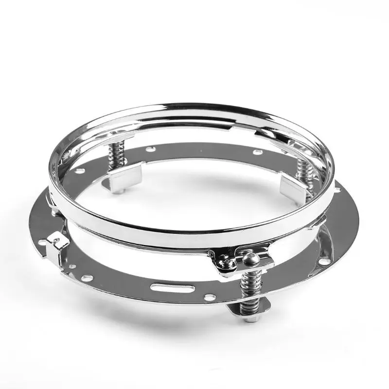 7 Inch Black/Chrome Round LED Headlight Adapter Mounting Ring Bracket for Touring Softail FLD 
7 Inch Black/Chrome Round LED Headlight Adapter Mounting Ring Bracket for Touring Softail FLD