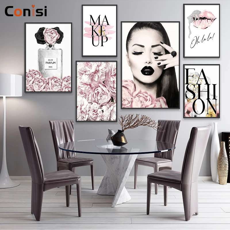 Conisi INS Style Modern Pink Perfume Fashion Woman Canvas Painting High Heels Lips Wall Mural Home Decor Mural Bedroom Decor
Conisi INS Style Modern Pink Perfume Fashion Woman Canvas Painting High Heels Lips Wall Mural Home Decor Mural Bedroom Decor