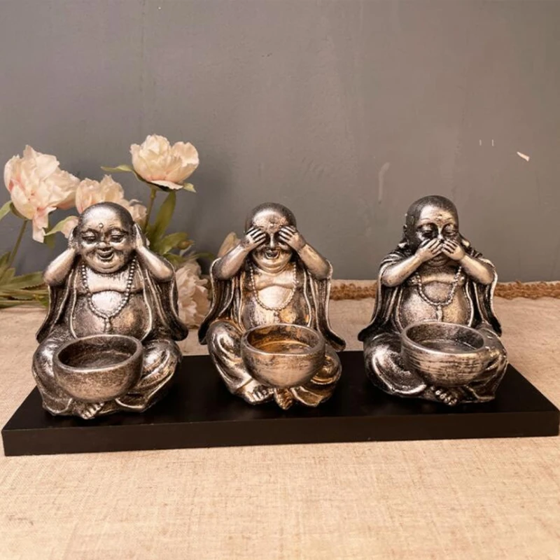 3Pcs Buddha Statues with Candle Holder Tea Light Incense Burner No Hear See Speak Sitting Meditating Figurines Decor
3Pcs Buddha Statues with Candle Holder Tea Light Incense Burner No Hear See Speak Sitting Meditating Figurines Decor