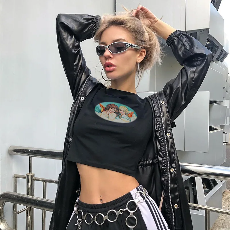 Women Fashionable Angel Picture Print O- Bodycon Solid Color Ins Tred Short Sleeve Crop Top T Shirt
Women Fashionable Angel Picture Print O- Bodycon Solid Color Ins Tred Short Sleeve Crop Top T Shirt