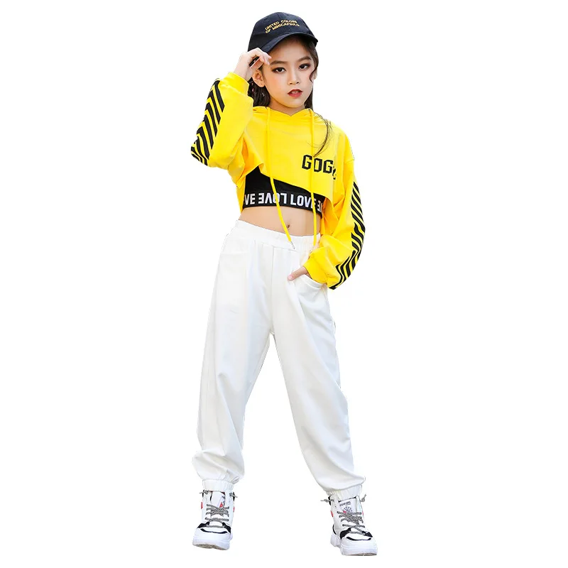 New Jazz Performance Costumes Yellow Hoodie Top White Pants Hip Hop Dancing Clothes Girls Street Dance Performance Wear
New Jazz Performance Costumes Yellow Hoodie Top White Pants Hip Hop Dancing Clothes Girls Street Dance Performance Wear