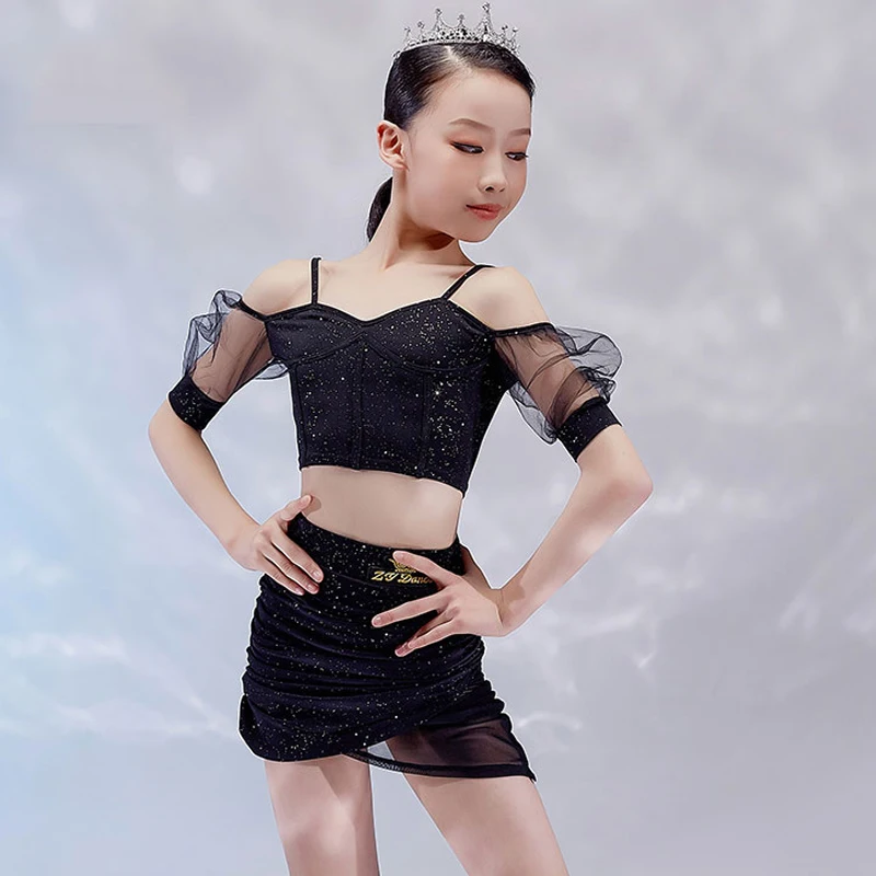 Kids Latin Dance Costumes Girls Black Dancing Practice Outfits Sequin Performance Dance Dress Samba Tops+Skirt Summer 110-170CM
Kids Latin Dance Costumes Girls Black Dancing Practice Outfits Sequin Performance Dance Dress Samba Tops+Skirt Summer 110-170CM