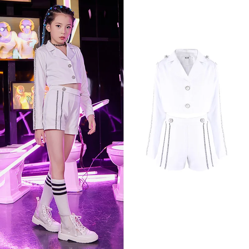 Street Hip Hop Dance Clothing White Suit Jacket Shorts for Girls Jazz Dance Costumes Outfits Kids Stage Costumes Clothes XS1106
Street Hip Hop Dance Clothing White Suit Jacket Shorts for Girls Jazz Dance Costumes Outfits Kids Stage Costumes Clothes XS1106