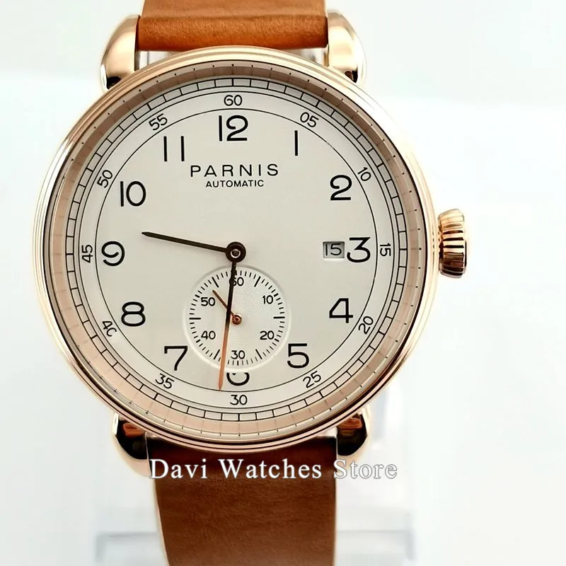 Men's Watch Parnis 42mm Top Brand Mechanical Man Watch Rose Gold Watch Case White Dial Date Leather Automatic Male Watch
Men's Watch Parnis 42mm Top Brand Mechanical Man Watch Rose Gold Watch Case White Dial Date Leather Automatic Male Watch