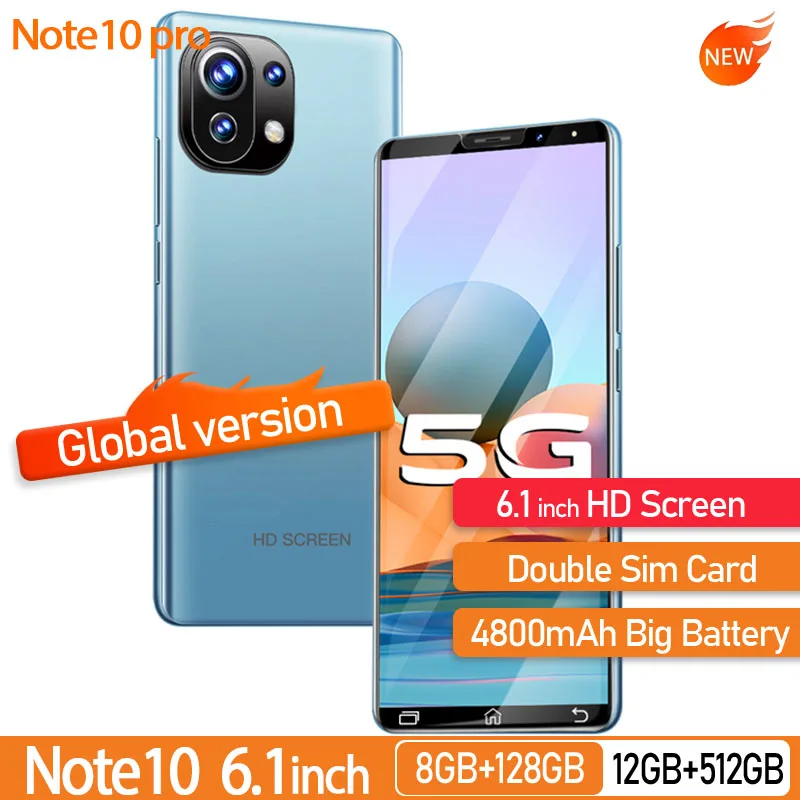 Origina Global Version Note10 Pro 6.1 Inch Smartphone 4800mAh Android Phone 8G+256G Supports Google Face Unlock 5G Phone
Origina Global Version Note10 Pro 6.1 Inch Smartphone 4800mAh Android Phone 8G+256G Supports Google Face Unlock 5G Phone