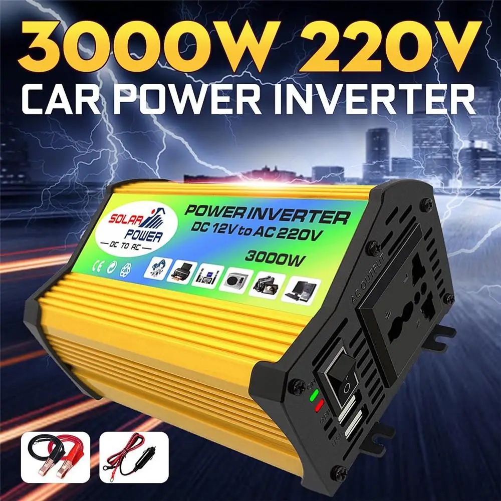 Peak Power 3000w Car Power Inverter Voltage Modified Sine Wave Voltage Converter Dc12v To Ac220v/110v Dual Usb Ports Inverter
Peak Power 3000w Car Power Inverter Voltage Modified Sine Wave Voltage Converter Dc12v To Ac220v/110v Dual Usb Ports Inverter
