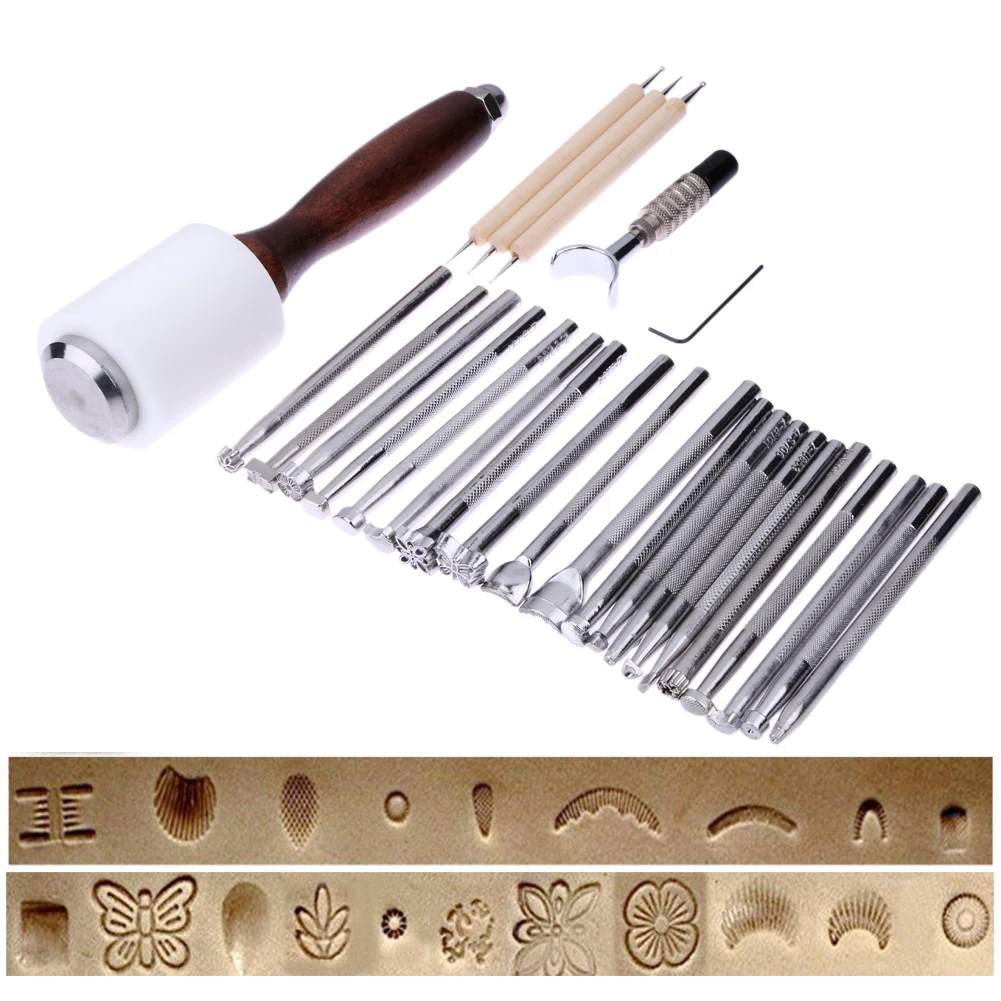 25pcs Craft Leather Carving Knife Blade Tools Stamps for Needlework Leather Hammer Embossing Beveler Kit DIY Leather Craft
25pcs Craft Leather Carving Knife Blade Tools Stamps for Needlework Leather Hammer Embossing Beveler Kit DIY Leather Craft