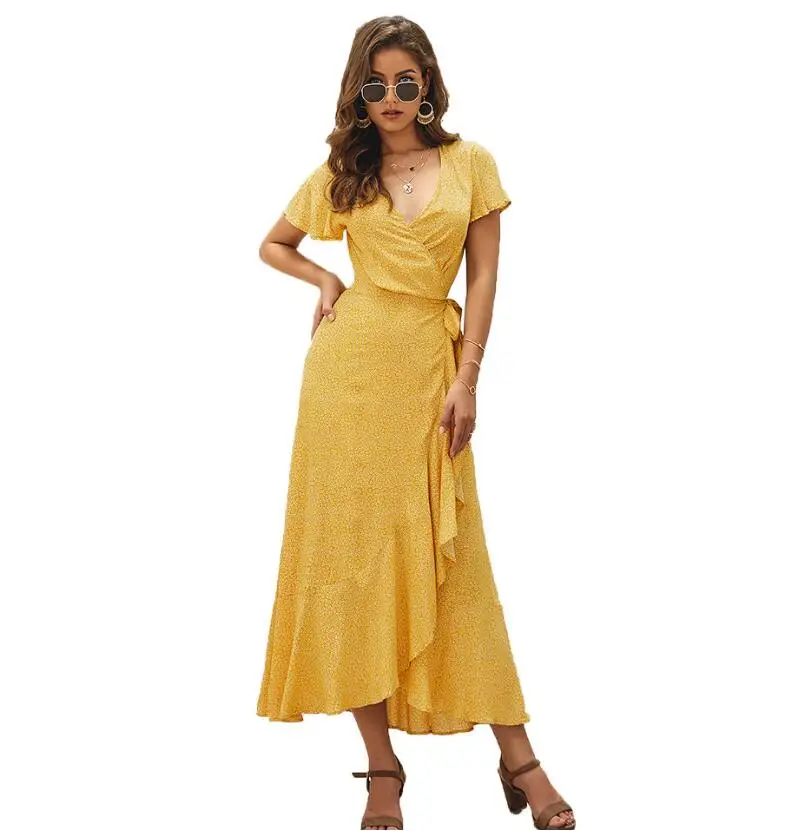 Women Dress 2020 Summer V-neck Print Long Dress Female Casual Fashion Slim Dresses Ladies Holiday Beach Bohemia Elegant Dress
Women Dress 2020 Summer V-neck Print Long Dress Female Casual Fashion Slim Dresses Ladies Holiday Beach Bohemia Elegant Dress