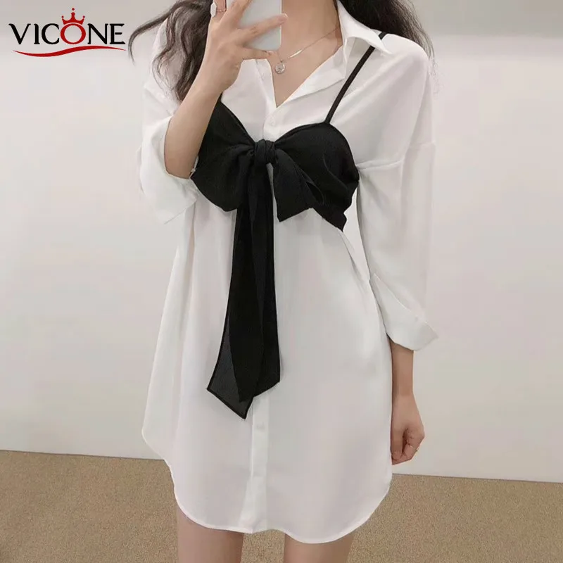 

VICONE Summer new leisure shirt dress to restore ancient ways bind the condole that wipe a bosom two-piece outfit