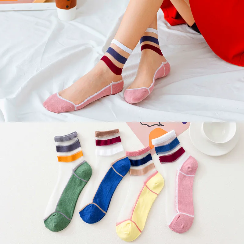 4 Pairs Women Socks Summer New Female Cotton Candy Color Patchwork Socks Striped Girls Cute Socks Transparent Short Socks
4 Pairs Women Socks Summer New Female Cotton Candy Color Patchwork Socks Striped Girls Cute Socks Transparent Short Socks