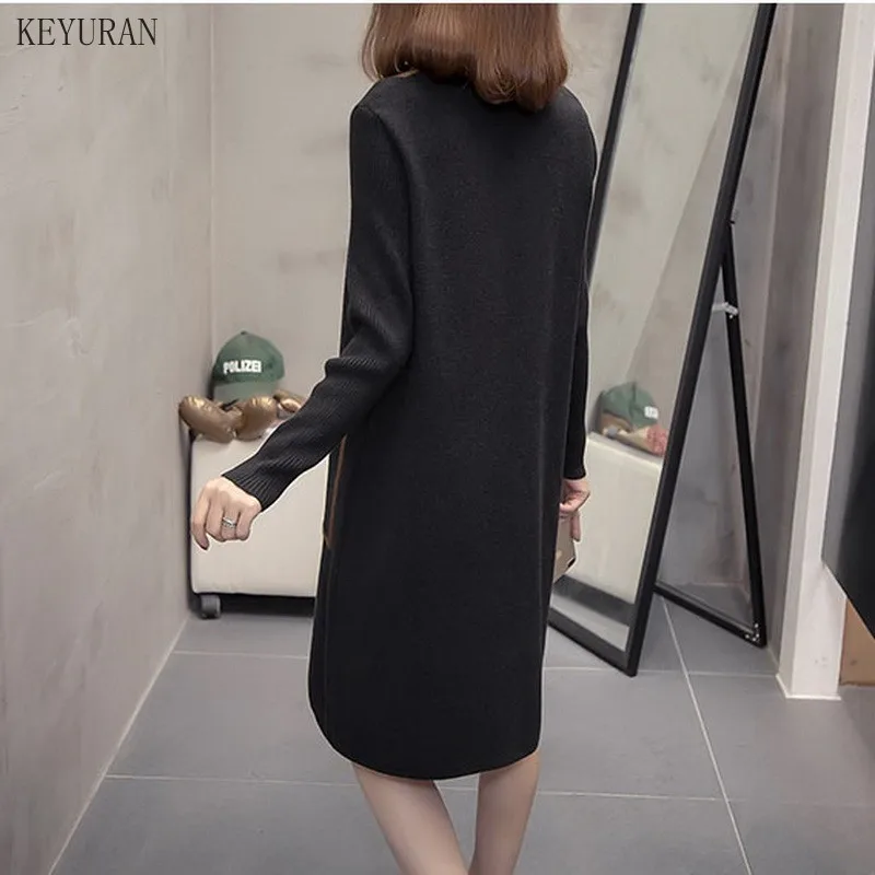 XL-4XL Plus Size Knitted Sweater Dress Women Trendy Half Turtleneck Jumper 2020 Winter Loose Patchwork Woman Pullover Dresses
XL-4XL Plus Size Knitted Sweater Dress Women Trendy Half Turtleneck Jumper 2020 Winter Loose Patchwork Woman Pullover Dresses