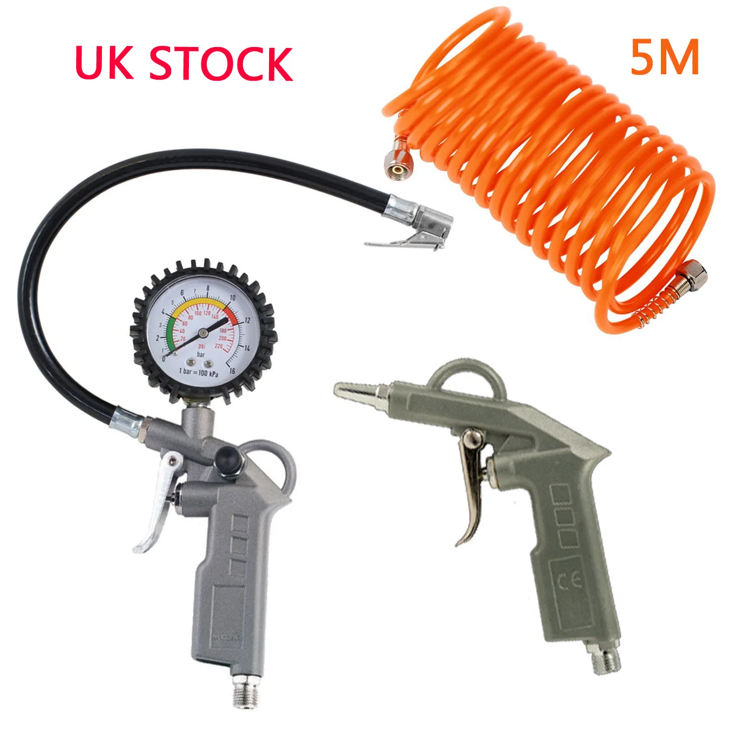 Compressed Air Set 3-Piece Tire Pressure Gauge Inflator Hose Blow-Gun Compressor Accessories Pressure for Car Bicycle Tires Ball
Compressed Air Set 3-Piece Tire Pressure Gauge Inflator Hose Blow-Gun Compressor Accessories Pressure for Car Bicycle Tires Ball
