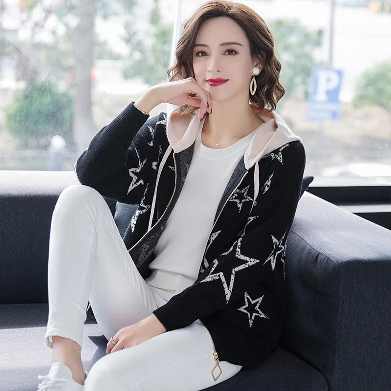 Women's Knitted Jackets 2020 Spring Autumn New Hooded Long Sleeved Printed Loose Casual Zipper Coats Female Plus Size M-3XL
Women's Knitted Jackets 2020 Spring Autumn New Hooded Long Sleeved Printed Loose Casual Zipper Coats Female Plus Size M-3XL