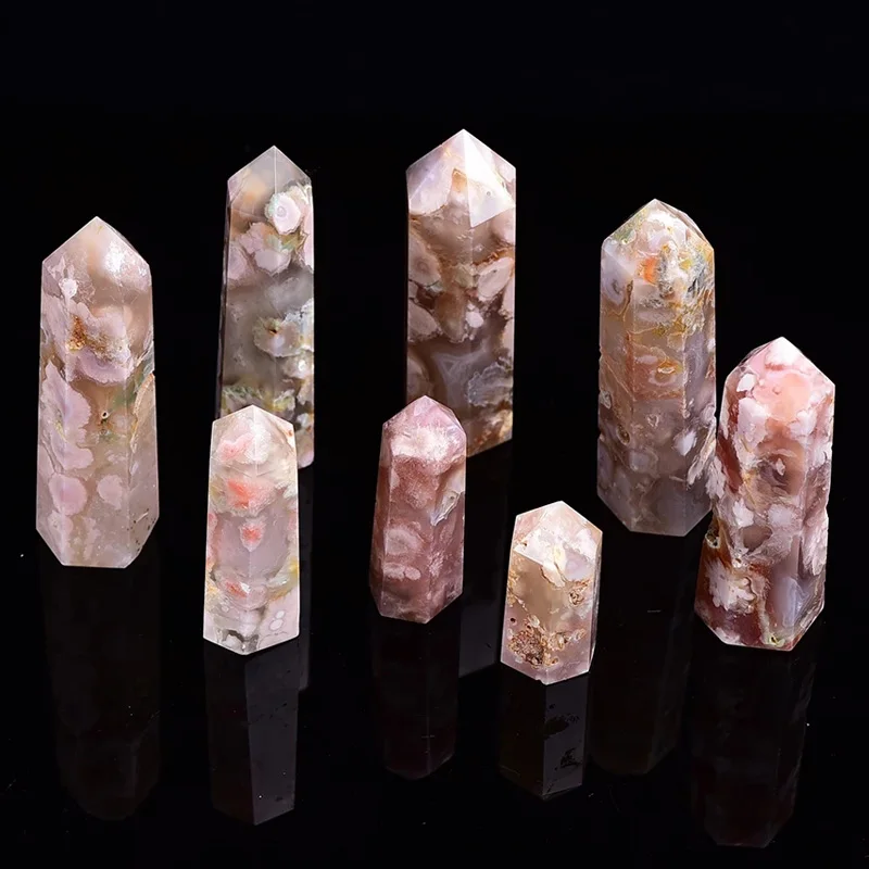 Natural Crystal Point Hexagonal Column Cherry Agate Repair Crystal Healing Wand Home Furnishing Study Room Decoration 
Natural Crystal Point Hexagonal Column Cherry Agate Repair Crystal Healing Wand Home Furnishing Study Room Decoration