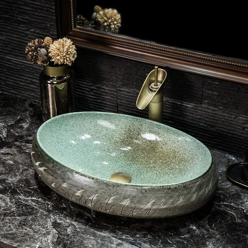Фото Керамическая художественная раковина для ванной комнаты SinkCeramic в европейском