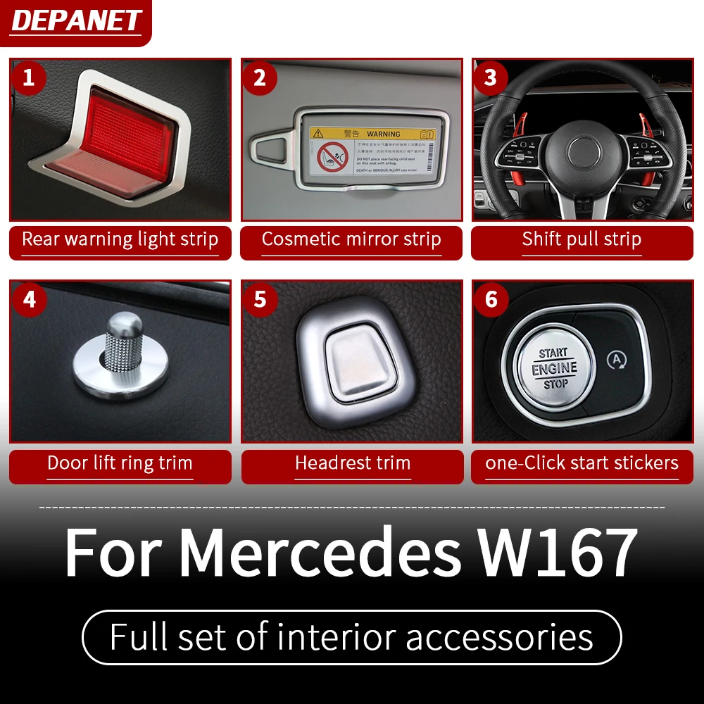 Silver interior trim for Mercedes GLE W167 350 450 500e gls w167 450 500 550 x167 interior decoration accessories
Silver interior trim for Mercedes GLE W167 350 450 500e gls w167 450 500 550 x167 interior decoration accessories