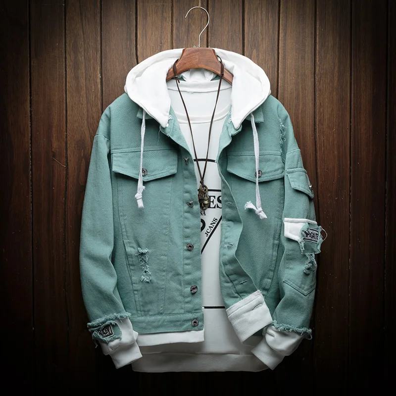 Men Hooded Denim Jackets Jean Coats New Spring Autumn Men Holes Casual Denim Coats And Jackets Loose Jean Jackets Size 4XL
Men Hooded Denim Jackets Jean Coats New Spring Autumn Men Holes Casual Denim Coats And Jackets Loose Jean Jackets Size 4XL