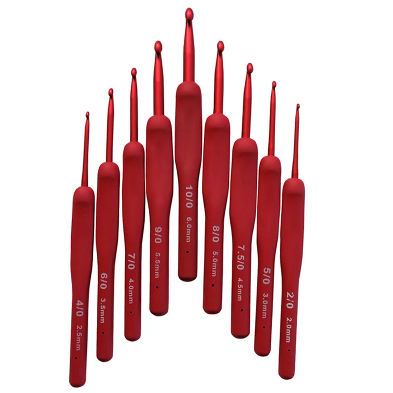 9pcs/set Red Knitting Needles Soft Handle Aluminum Crochet Hooks For Knit DIY Crafts Loom Tool 2.0~6.0mm
9pcs/set Red Knitting Needles Soft Handle Aluminum Crochet Hooks For Knit DIY Crafts Loom Tool 2.0~6.0mm